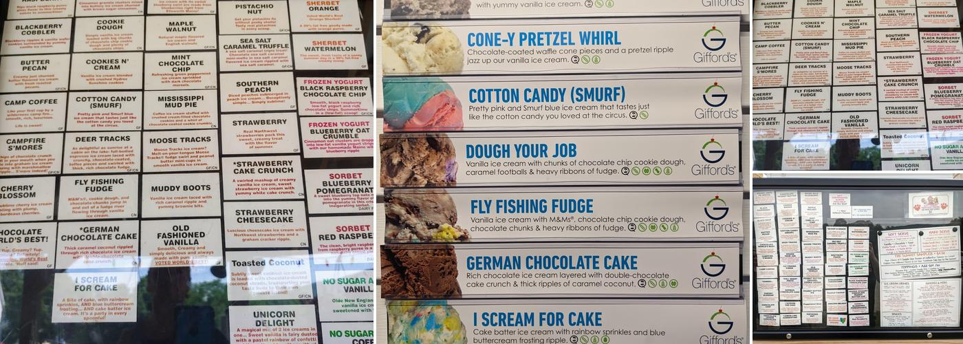 Moose Scoops Ice Cream Menu
