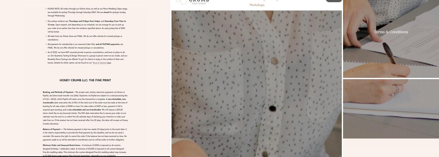 Honey Crumb Cake Studio Menu