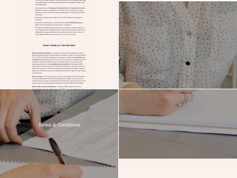 Honey Crumb Cake Studio Menu