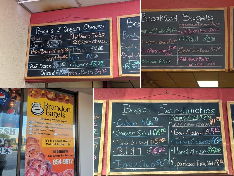 Brandon Bagels Menu