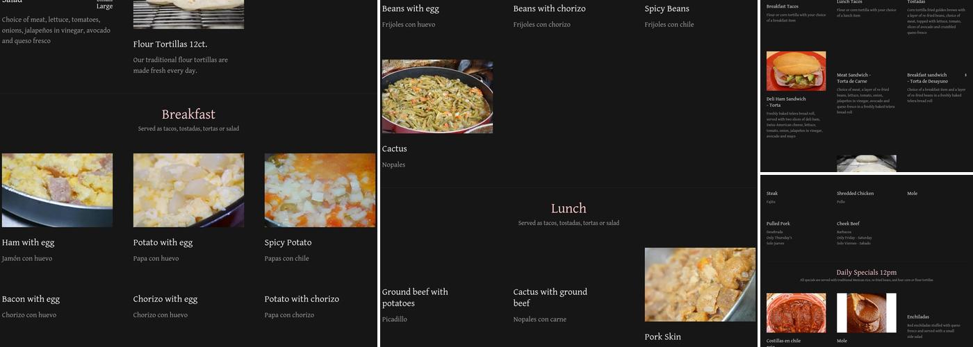Garcia's Bakery Menu