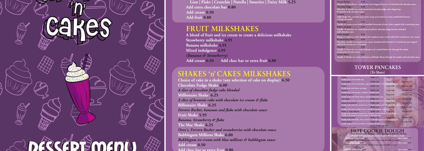 Shakes 'n' Cakes Spital Menu