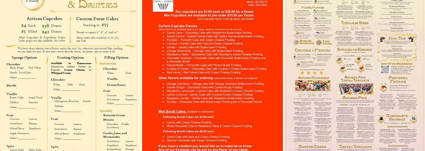 Elysian Fields Magic Menu