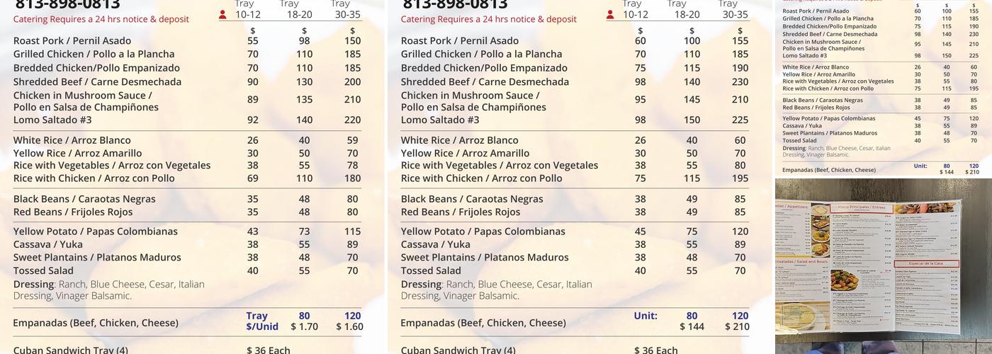 El Cafetal Bakery and Restaurant Menu