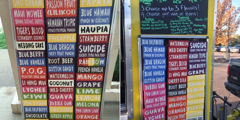Kokomo Sno Hawaiian Shave Ice Menu