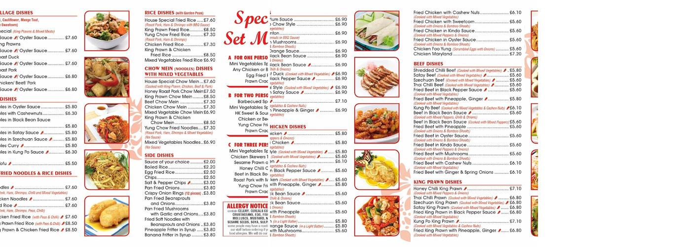 Panda Valley Oriental Menu