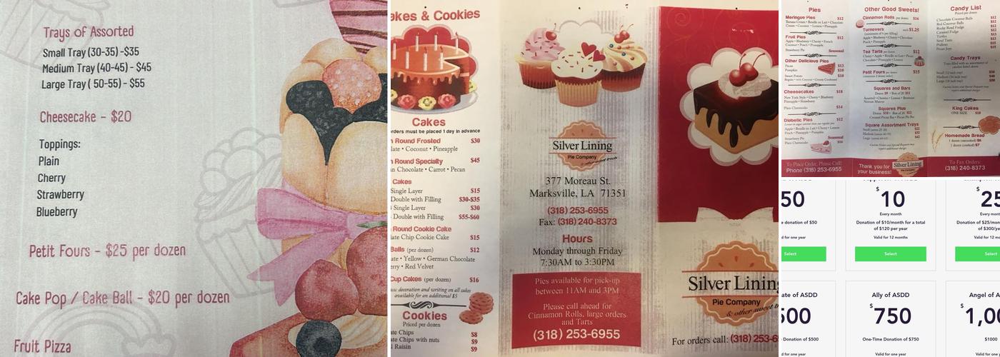 Silver Lining Pie Co Menu