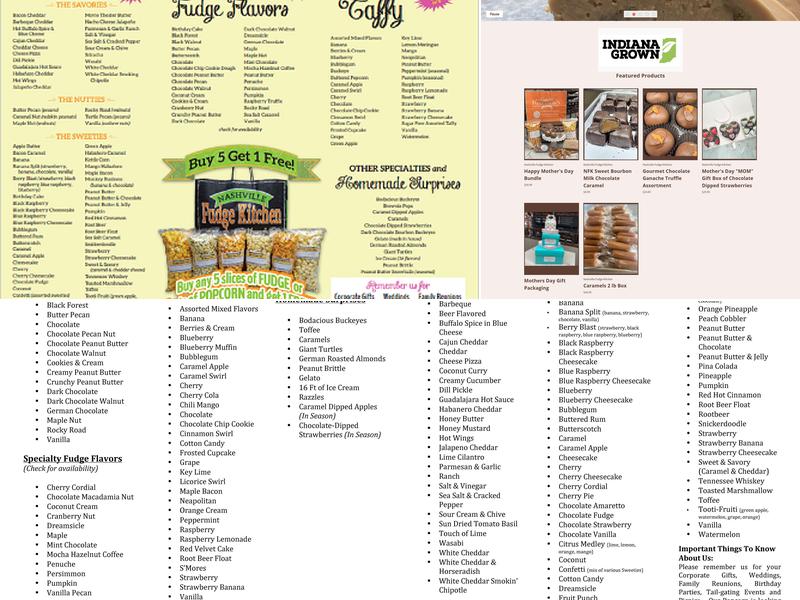 Nashville Fudge Kitchen Menu