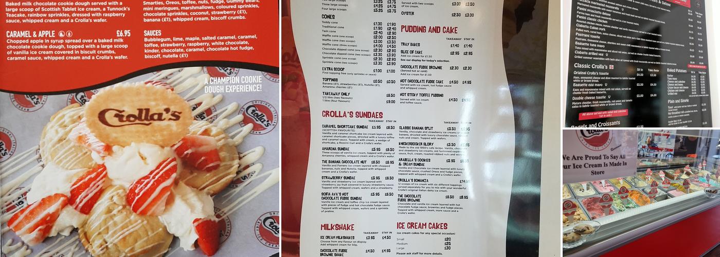 Crolla’s Gelateria Rosemount Menu