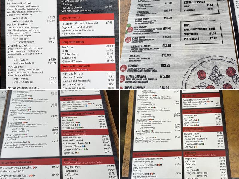 The Pavilion Cafe Menu