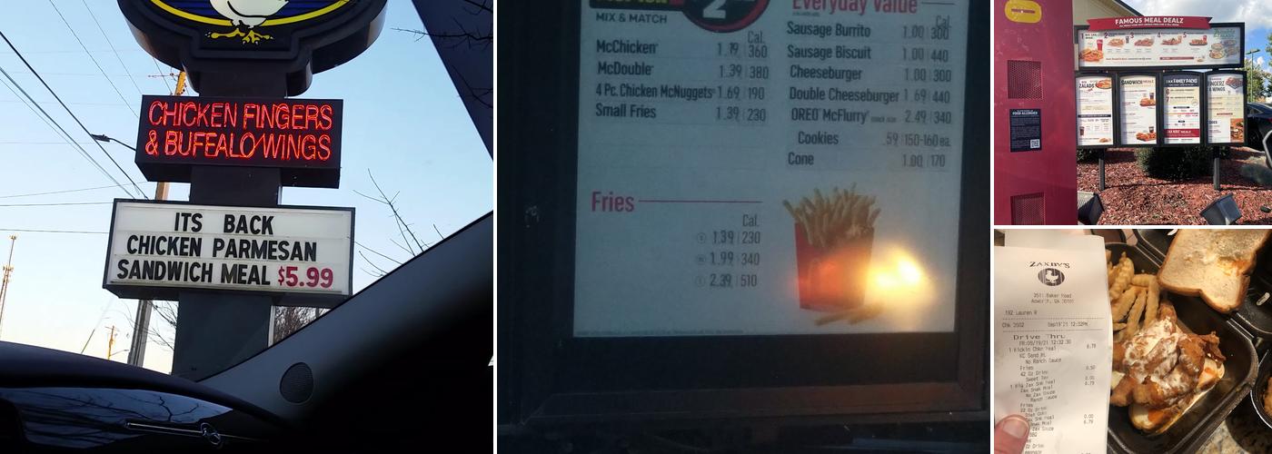 Zaxbys Chicken Fingers & Buffalo Wings Menu