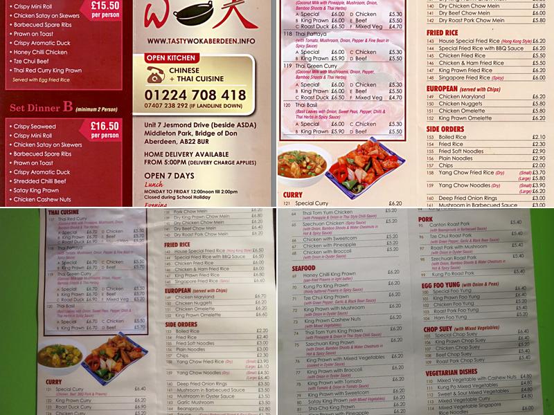 Tasty Wok Menu