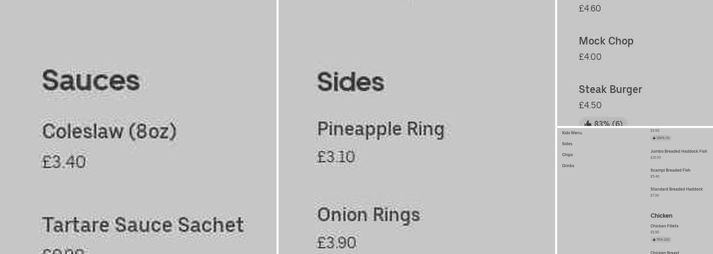 Rosehill Fish Bar Menu