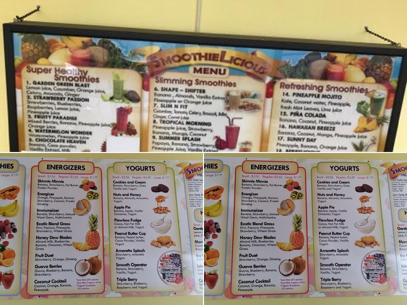 Smoothielicious Menu