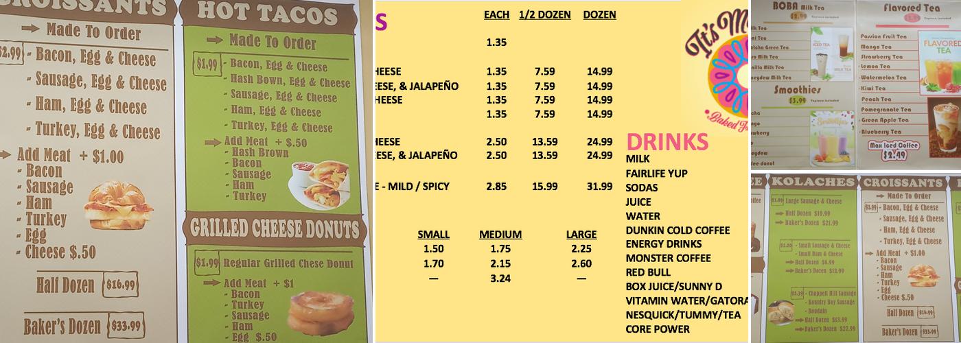 MAX Donuts Menu