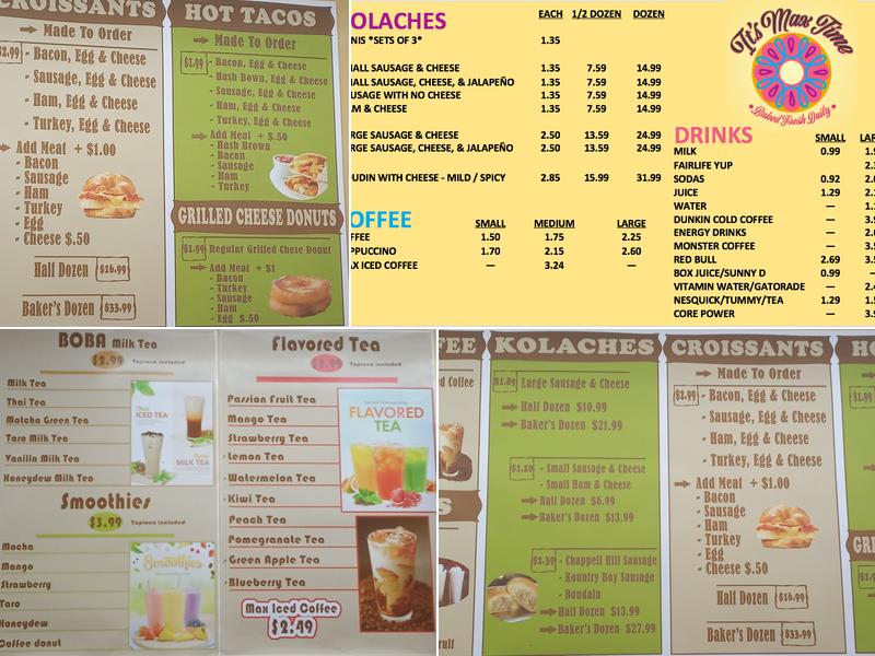 MAX Donuts Menu