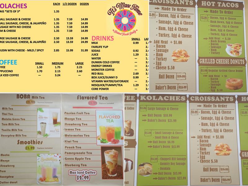 MAX Donuts Menu