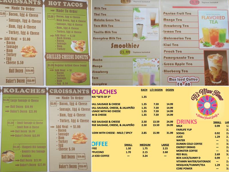MAX Donuts Menu
