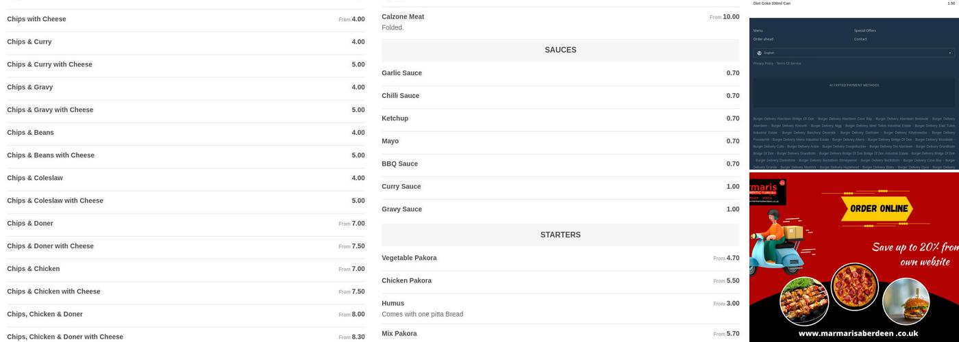 Marmaris Aberdeen Menu