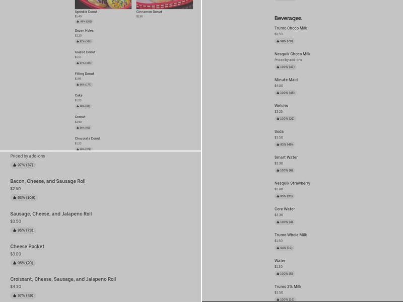 BOWEN DONUTS Menu