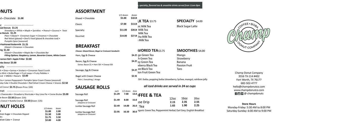 Manna Donuts Menu