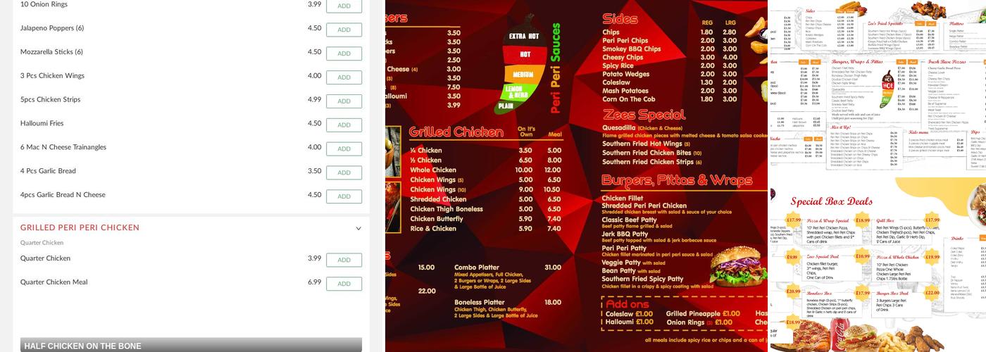 Zee's Peri Peri Grill Aberdeen Menu