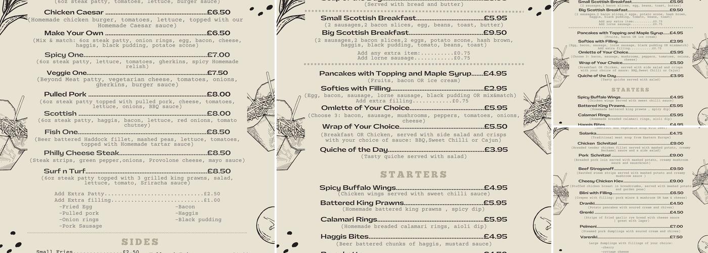 Victoria Bar & Lounge Menu