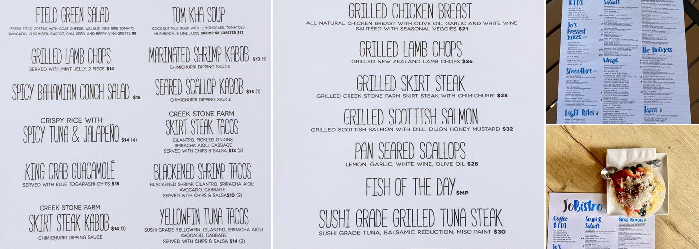 Jo Bistro Menu