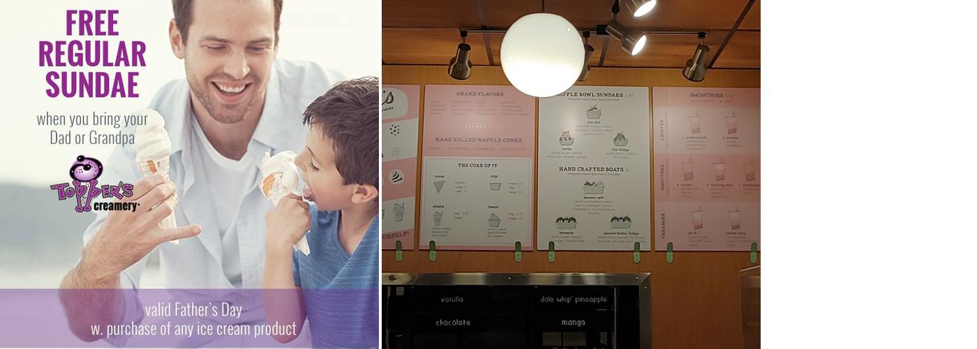 Topper's Creamery Renaissance Menu