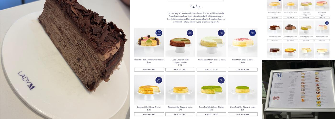 Lady M Cake Boutique - NYC Menu