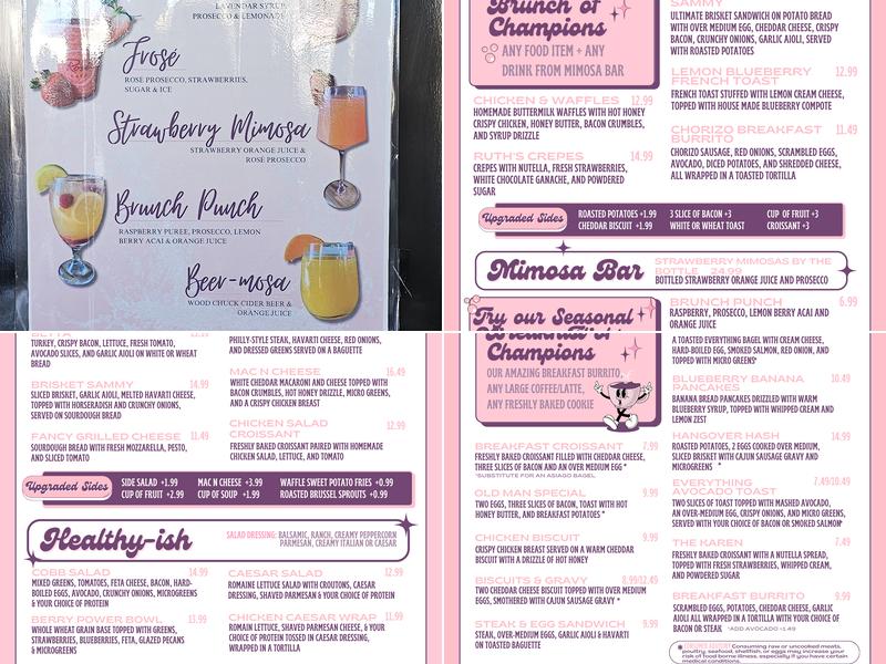 Rosé Café and Bakery Menu