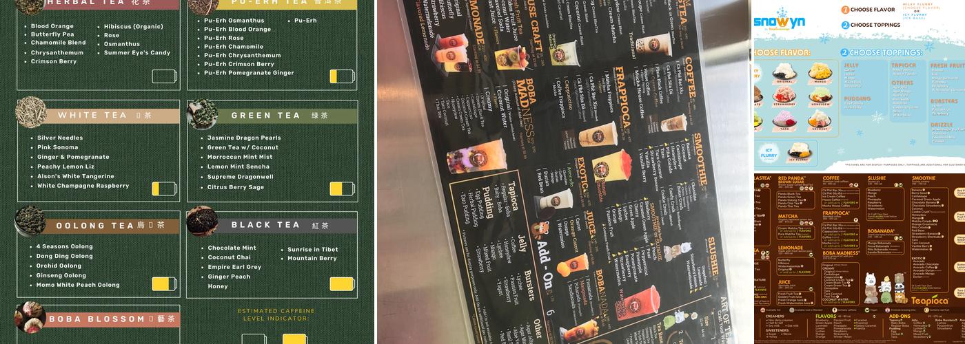 Teapioca Lounge Menu