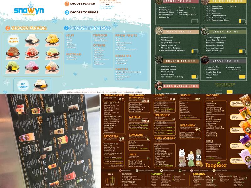 Teapioca Lounge Menu