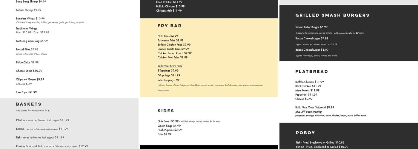 Shrimpy's Grill and Golf Menu