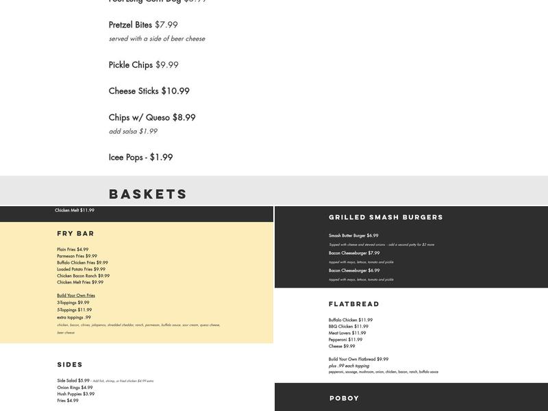 Shrimpy's Grill and Golf Menu