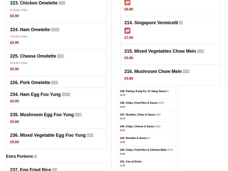 New Greenfern Chinese Takeaway Menu