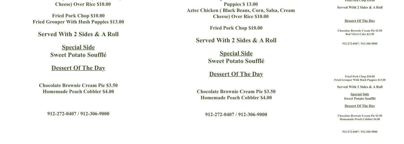 Pie Masters Menu