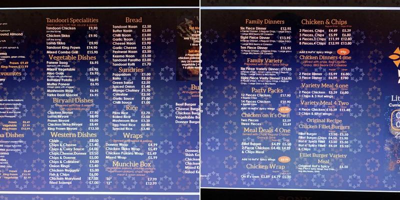 Blue spice Menu