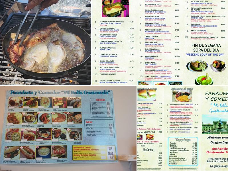 Panadería Mi Bella Guatemala Menu