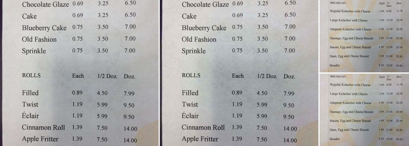 Crispy Donuts Menu
