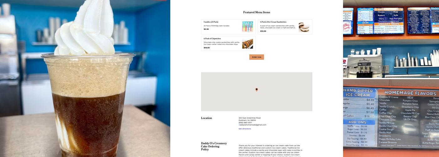 Daddy O’s Creamery Menu