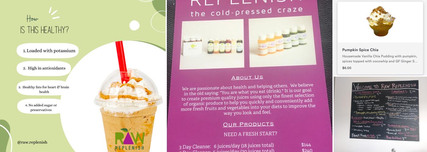 Raw Replenish Pennsburg Menu