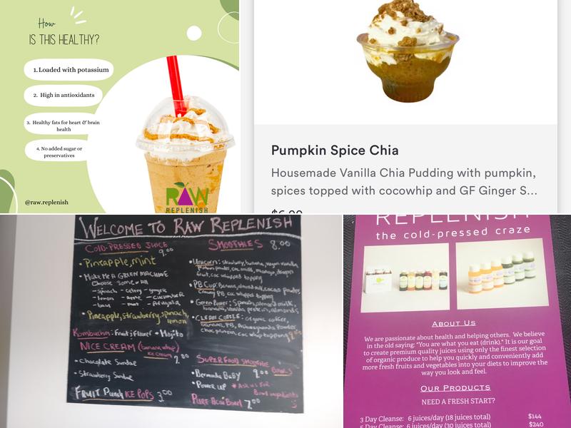 Raw Replenish Pennsburg Menu