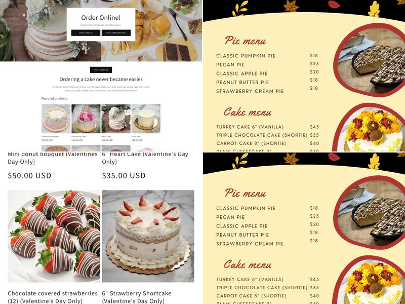 CC Cakes Menu
