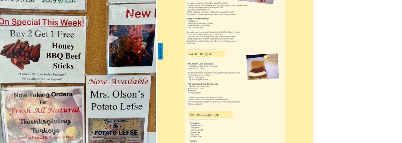 Mrs. Olson's Lefse Menu