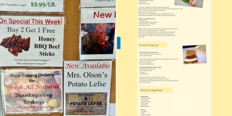 Mrs. Olson's Lefse Menu