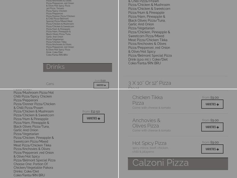 Belmont Kebab and Pizza Menu