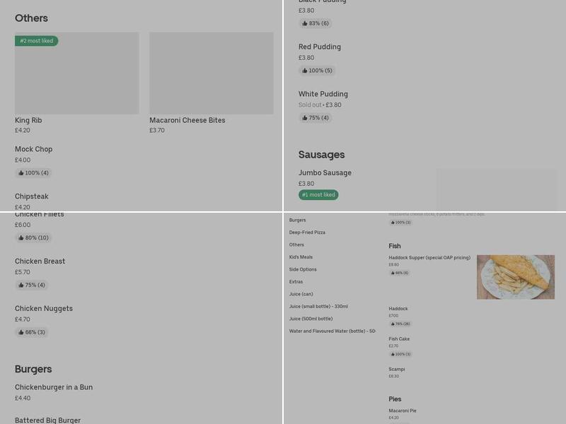 Mastrick Fish Bar Menu