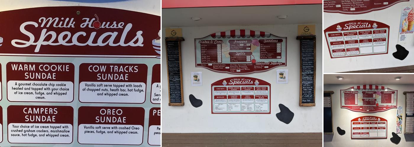 Milkhouse Ice Cream Menu