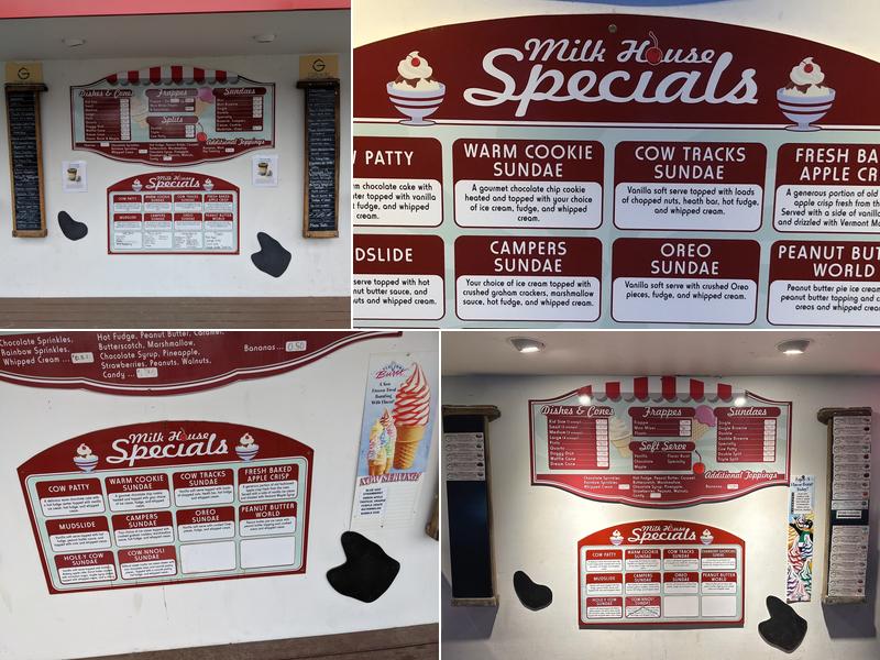 Milkhouse Ice Cream Menu